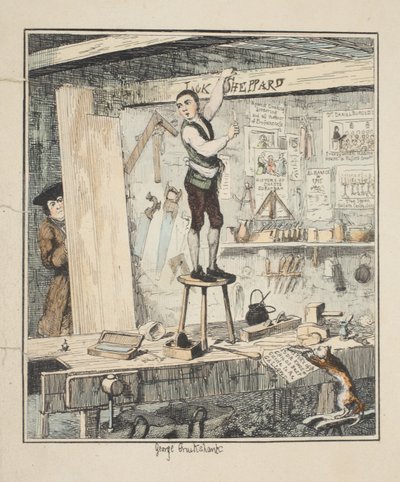 Le nom sur la poutre, illustration de Jack Sheppard : Un roman de William Harrison Ainsworth - George Cruikshank